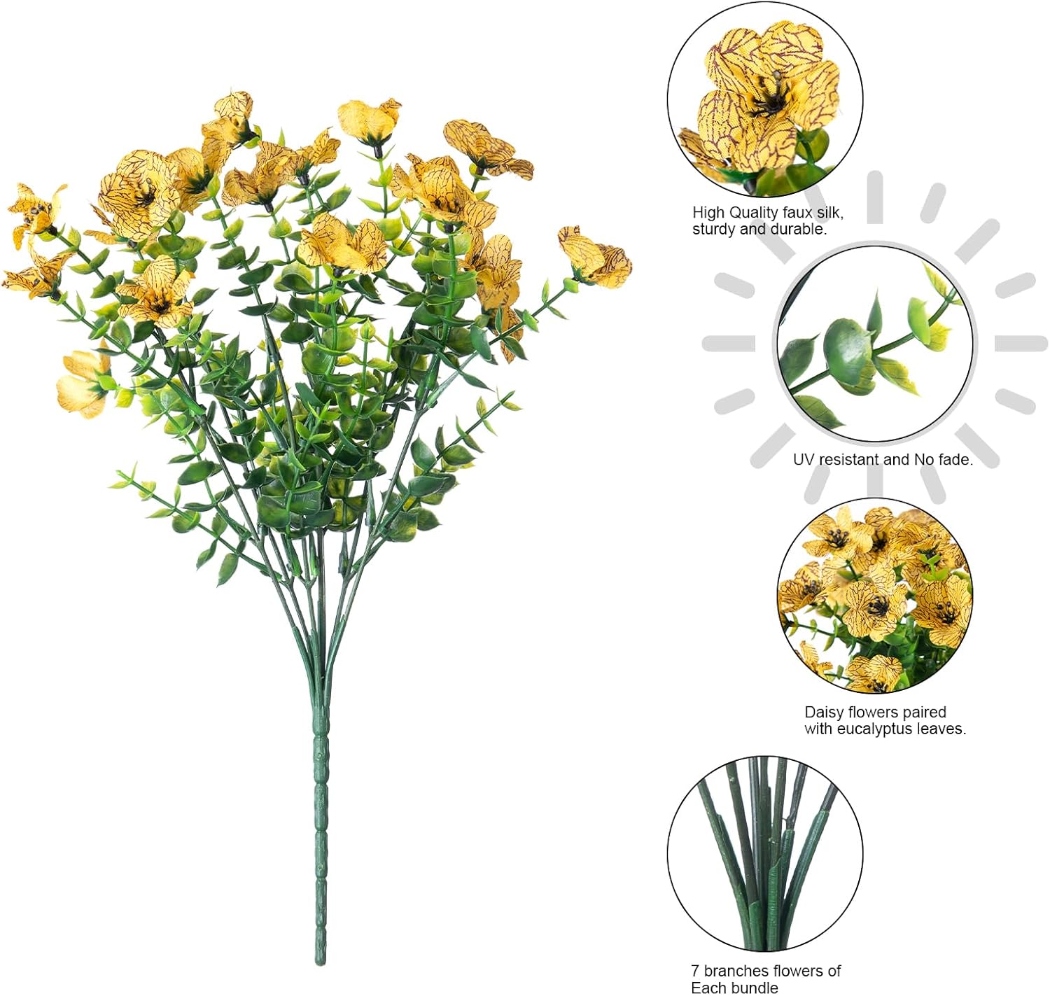 HyeFlora Artificial Fall Flowers Faux Mums Plants