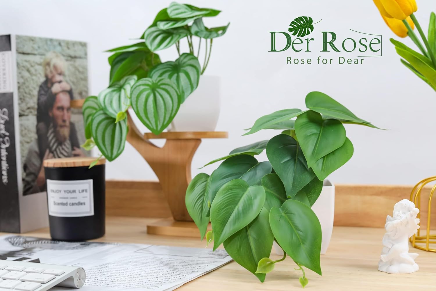 Der Rose 2Pcs Artificial Plants for Indoor Decor