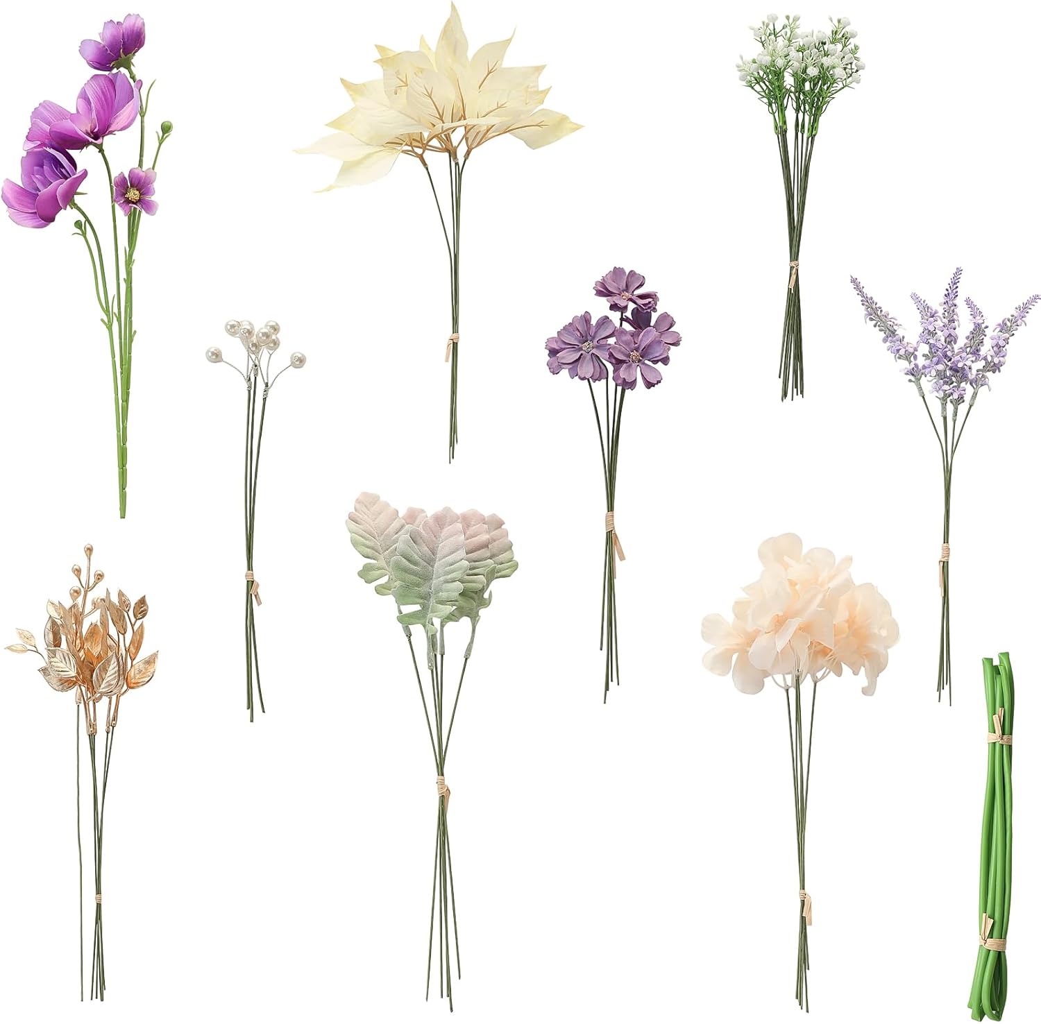 Floroom Artificial Greenery Stems Box Set 45pcs