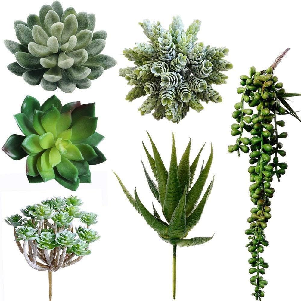 Winlyn 6 Pcs Assorted Fake Succulents Hanging