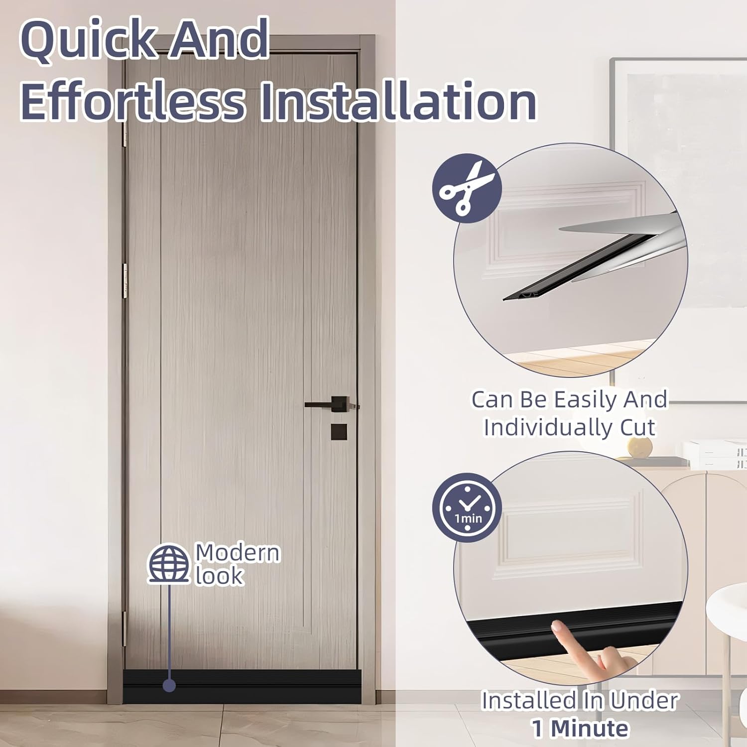 OXRQ Door Draft Stopper 78 Black Silicone Under Door Seal