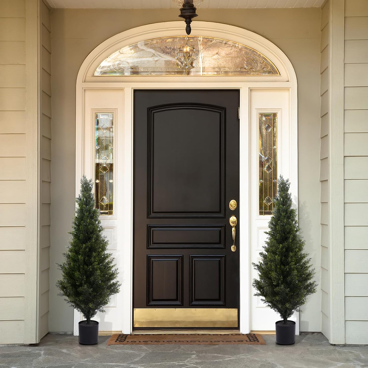 ENGREEN Artificial Cedar Topiary Trees 4FT Tall 2 Set