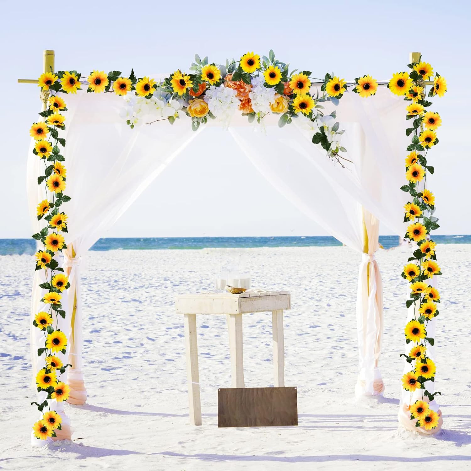 Uieke 10 Pack Artificial Sunflower Garland 7ft