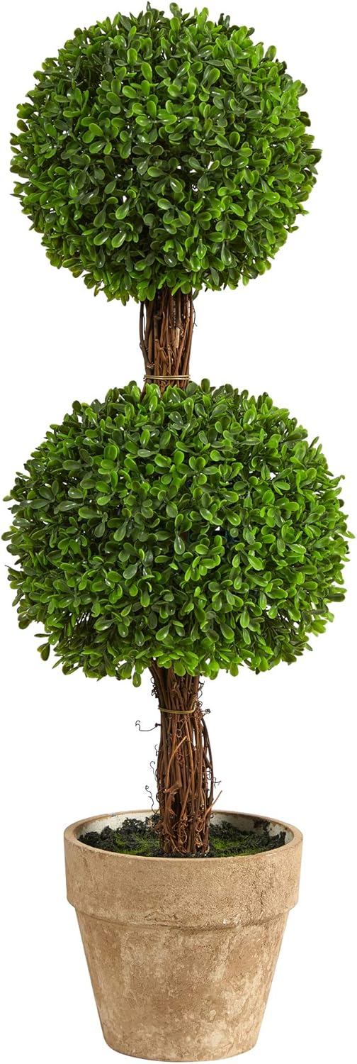 Nearly Natural 25ft Boxwood Double Ball Topiary Artificial Tree