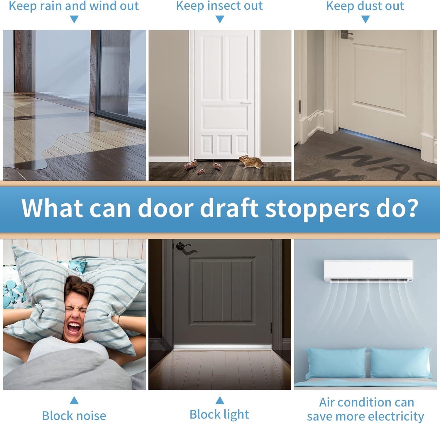 GroTheory 2 Pack Door Draft Stopper Grey