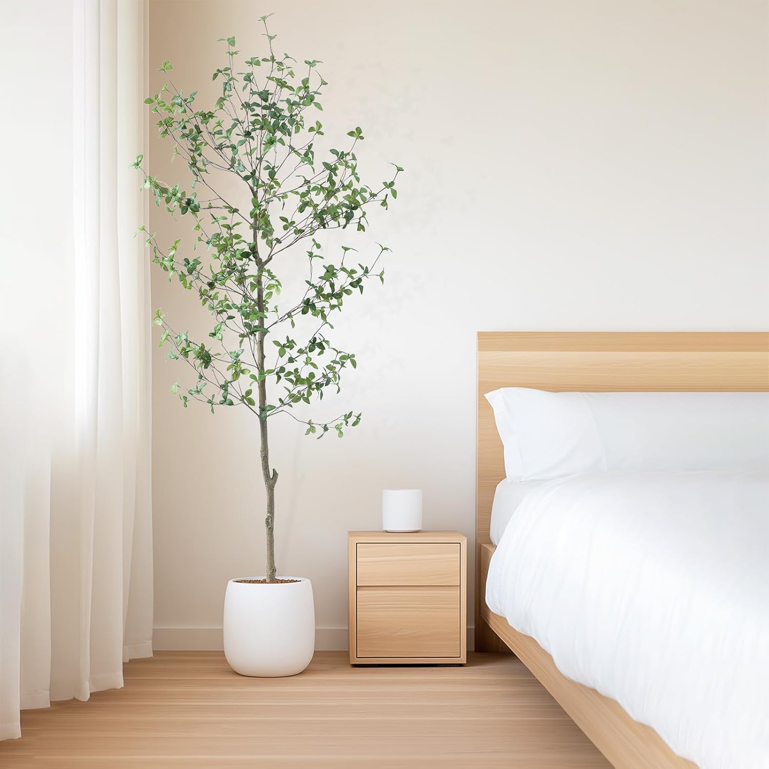 Bellacat 7ft Artificial Quince Leaf Tree with Realistic Trunk