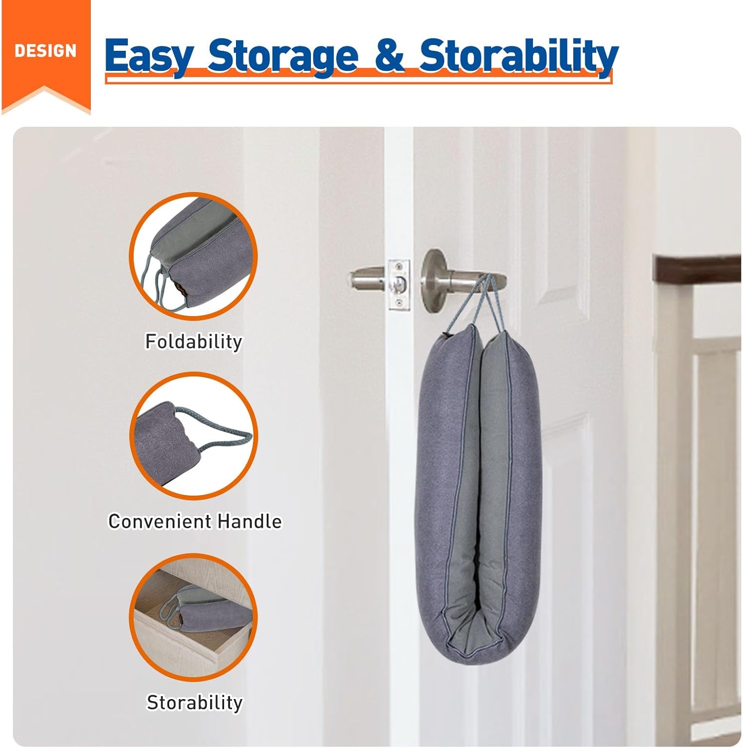 MAGZO 36 Inch Door Draft Stopper Gray