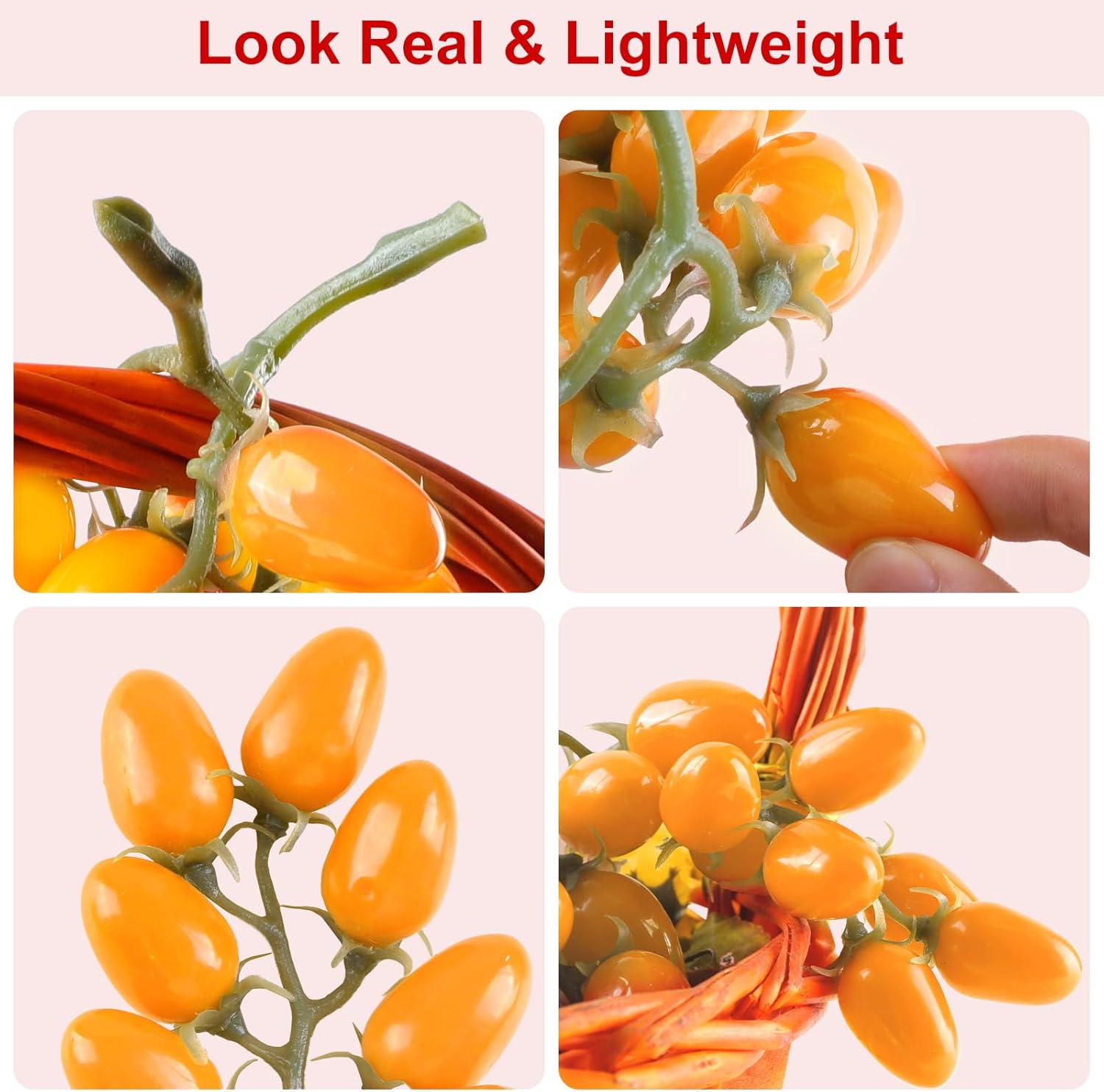 Lifelike Artificial Tomato String 2 Pack Yellow Tomato Decorations