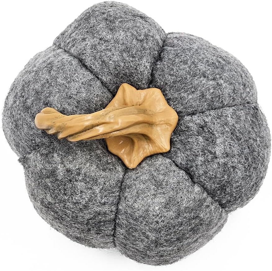 Seeye Set of 3 Gray Fabric Pumpkins Fall Decor