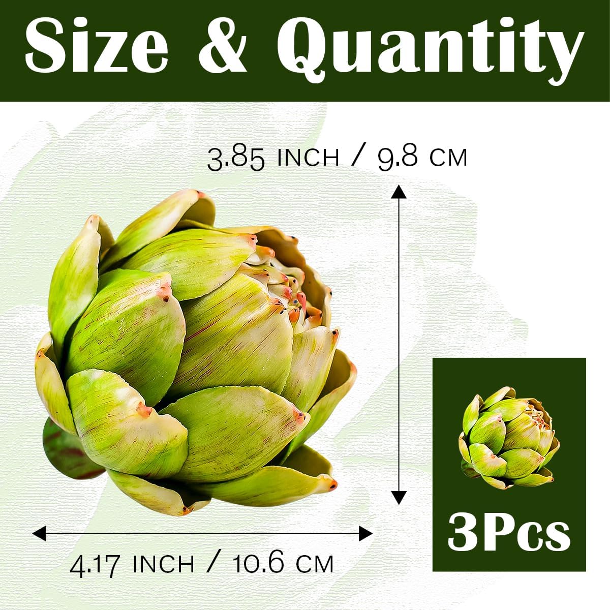 Gresorth 3 Pcs Artificial Artichoke Green Decoration