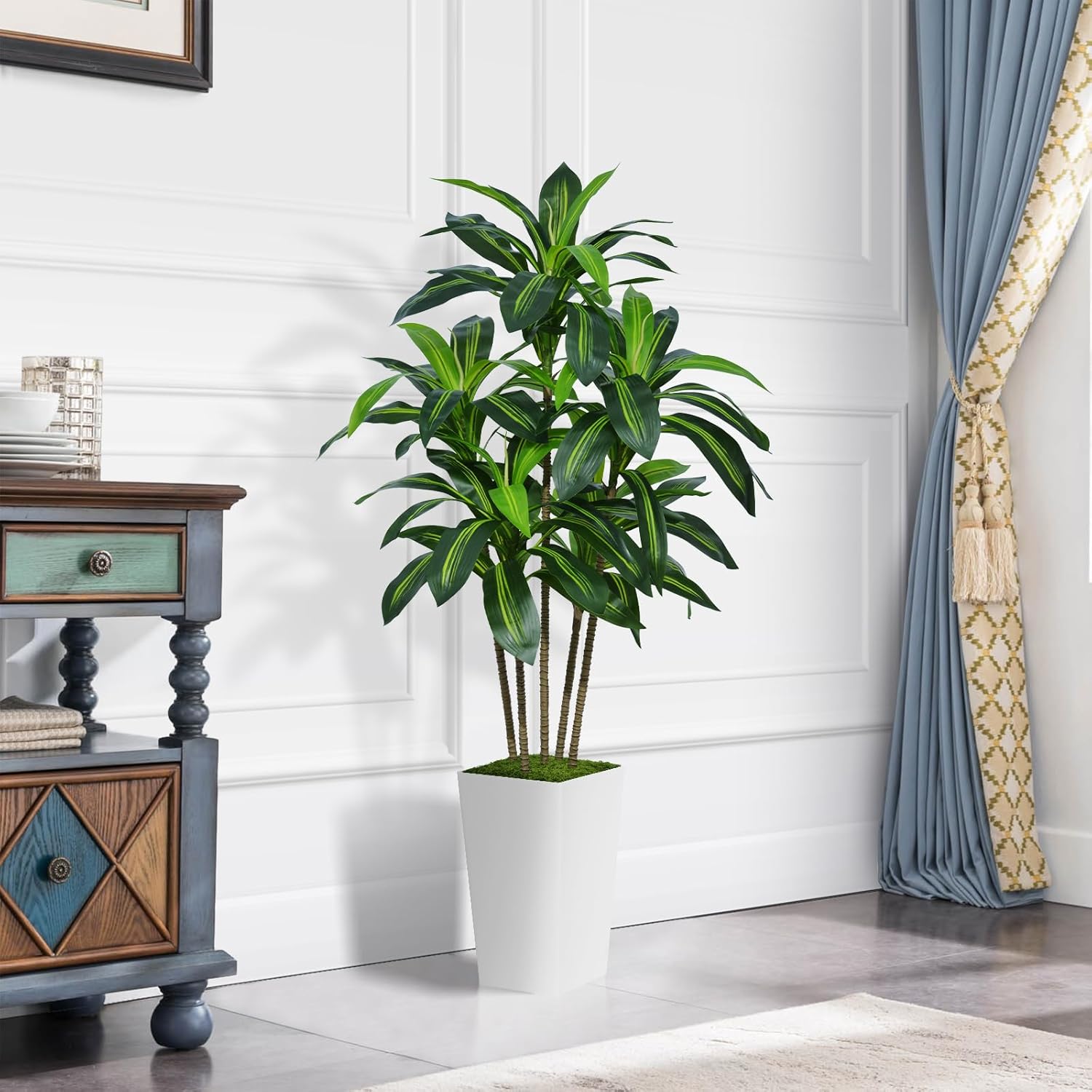 Artificial Dracaena Tree 5FT with White Planter