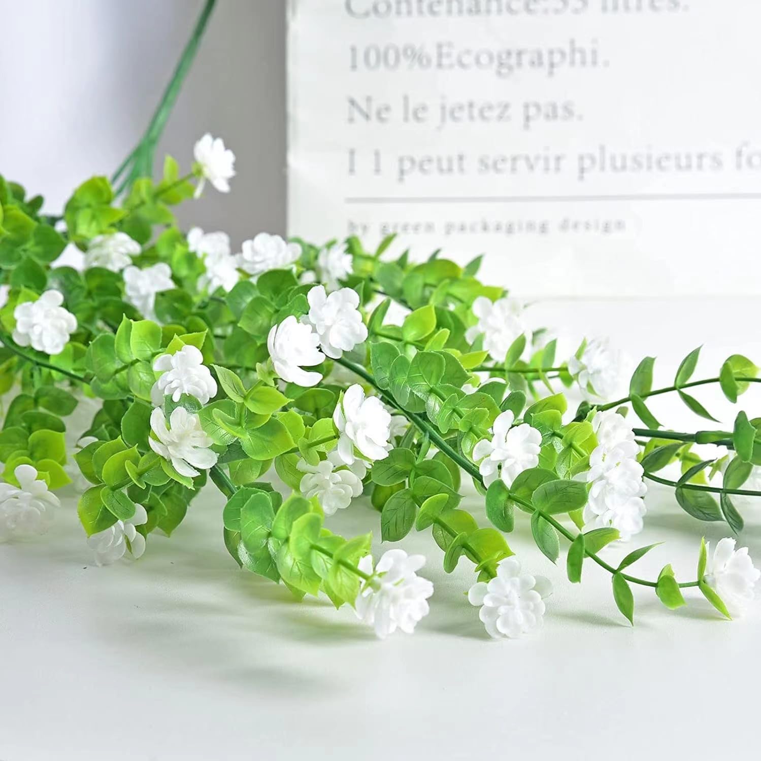WEISPARK Artificial Hanging Flowers 4pcs White Garland
