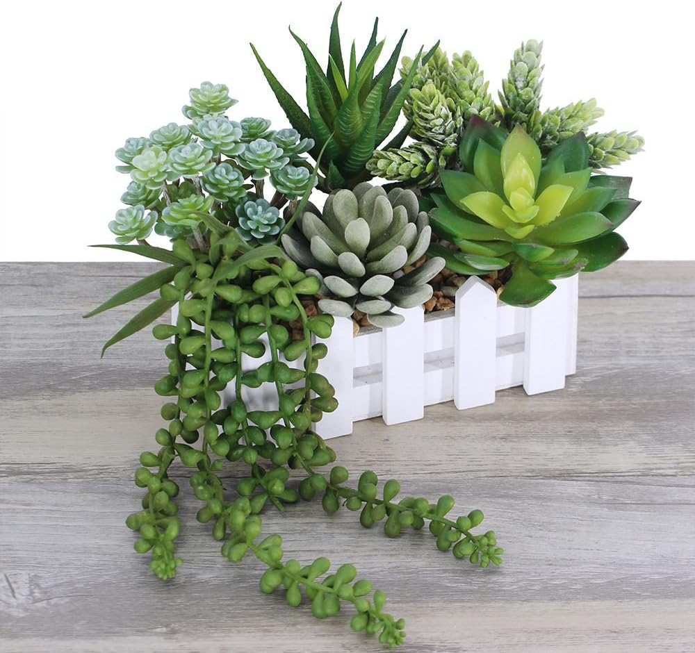 Winlyn 6 Pcs Assorted Fake Succulents Hanging