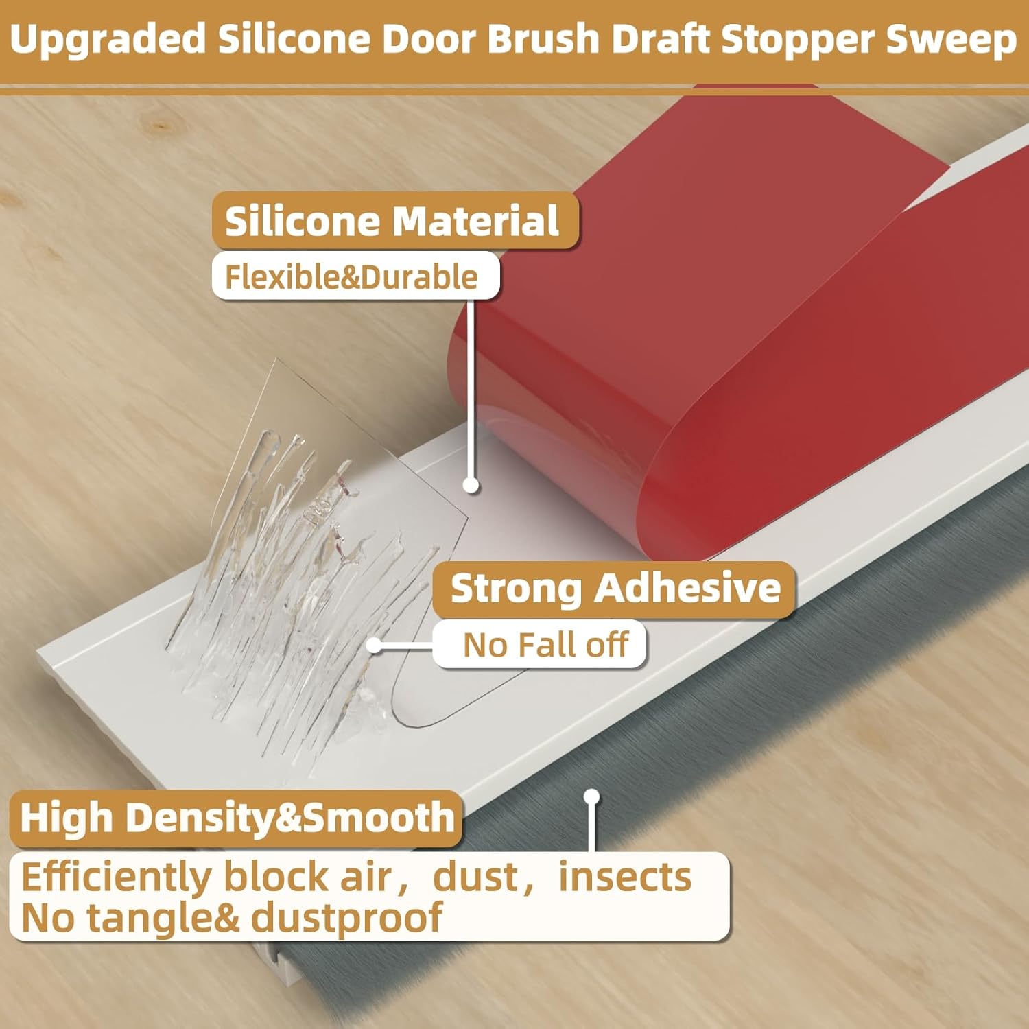 cuysfead 39 Inch Door Draft Stopper with Brush White