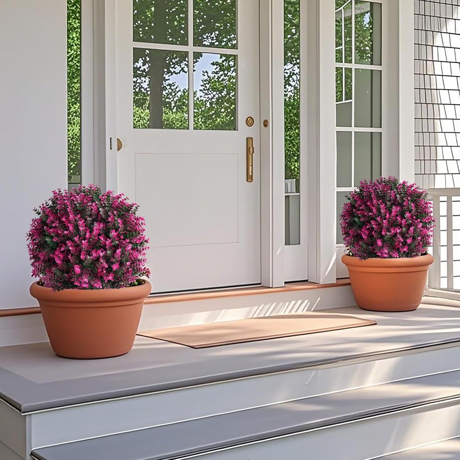 Grooy Artificial Topiary Tree Set of 2 with Pink Eucalyptus