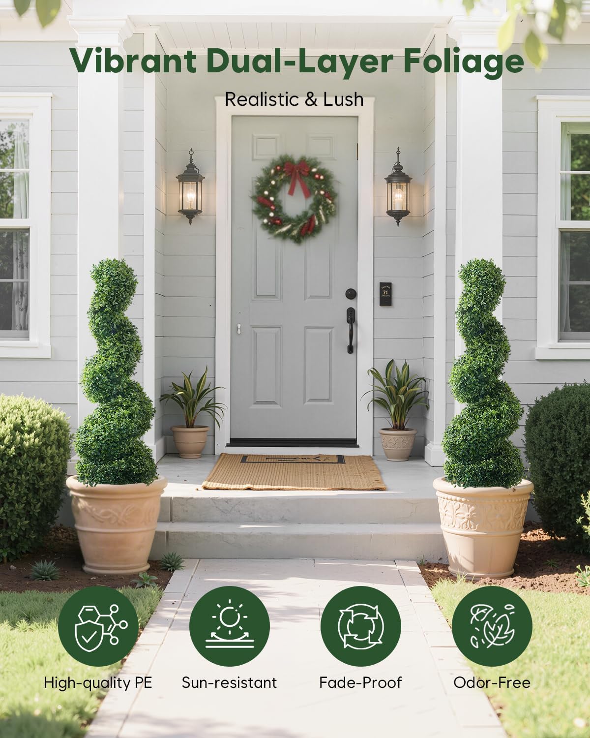 FutureNest Artificial Boxwood Topiary Trees 3ft 2 Piece Set
