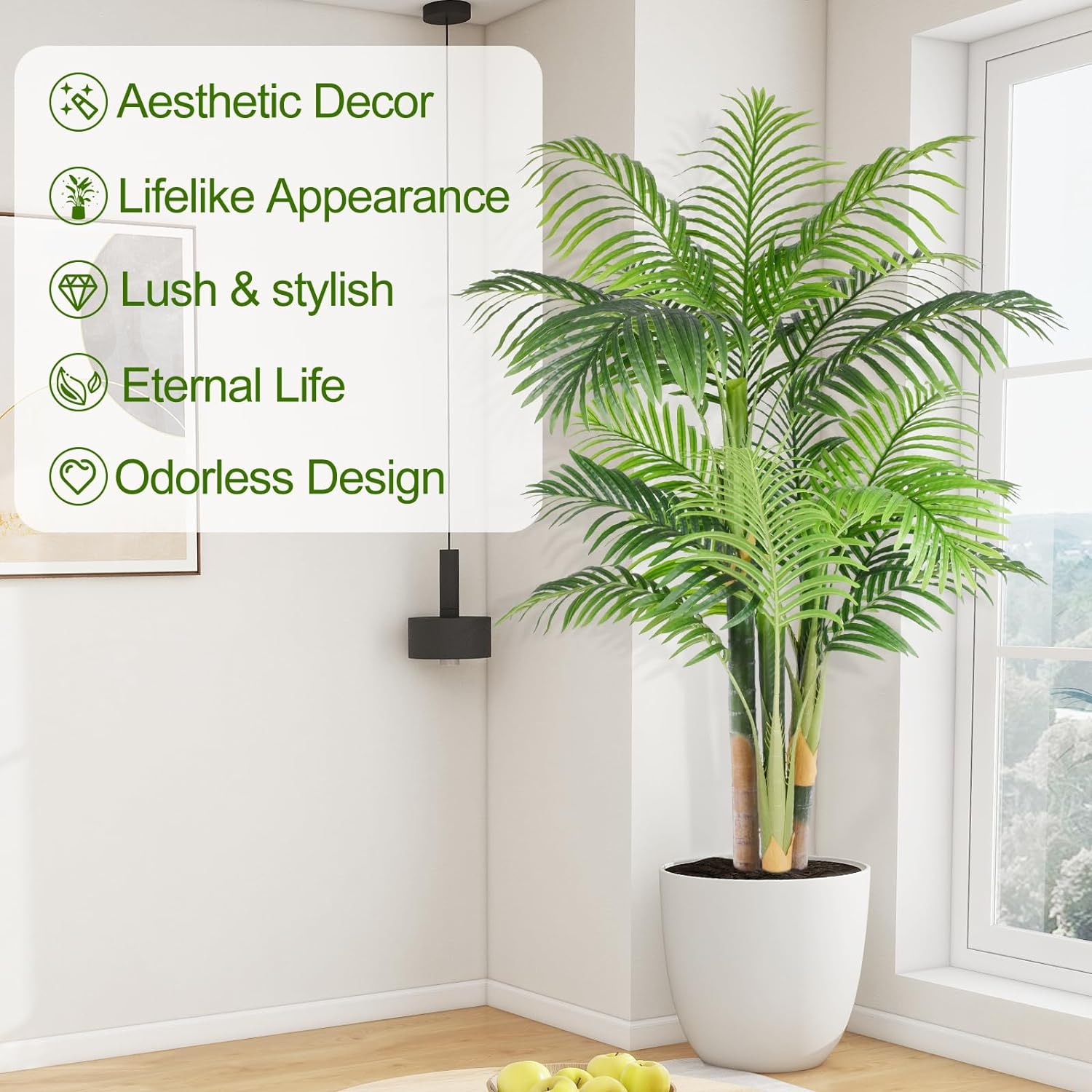 5ft Triple Golden Cane Palm Artificial Tree in Pot