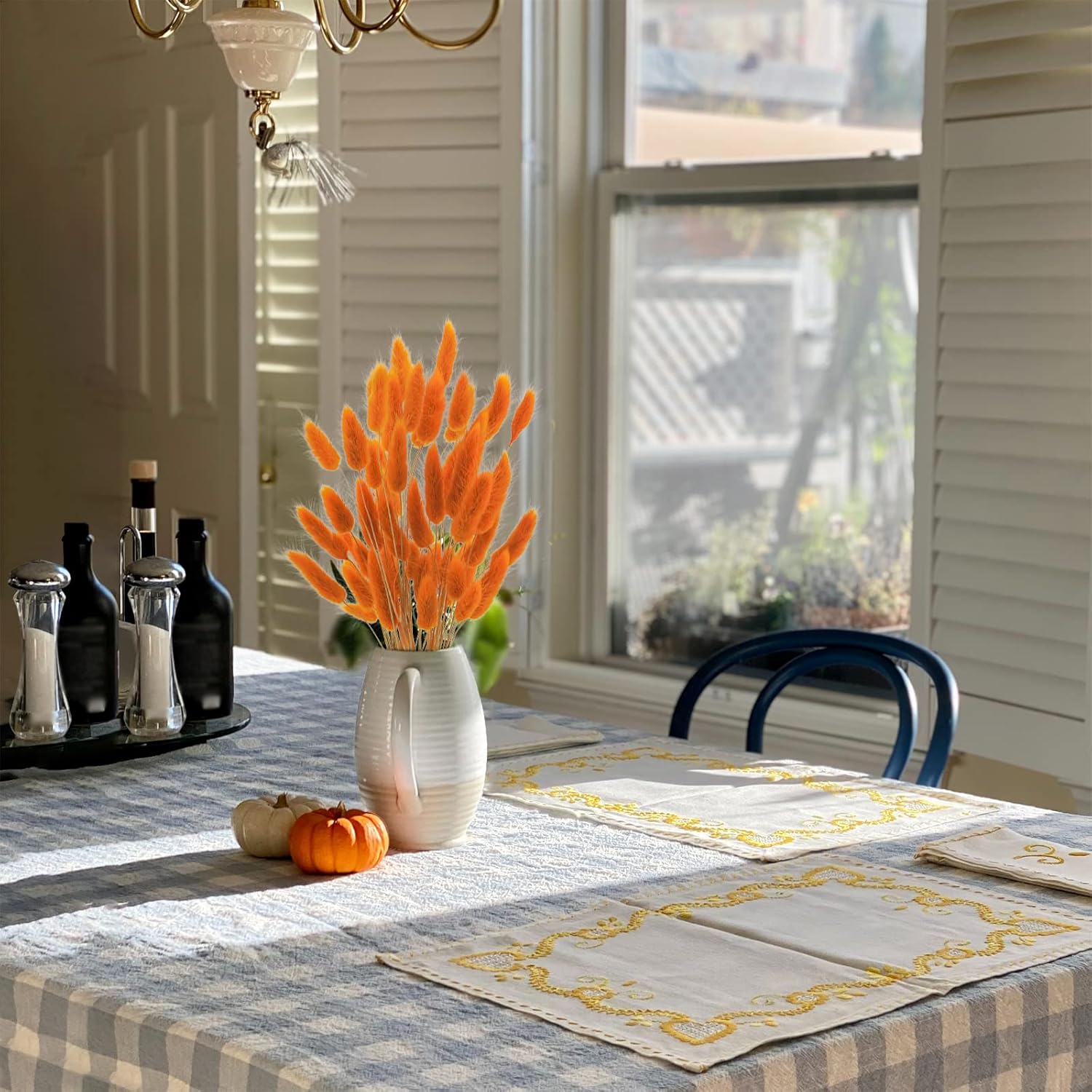 Uieke 17 Natural Bunny Tails Dried Flowers Orange 50 Pcs