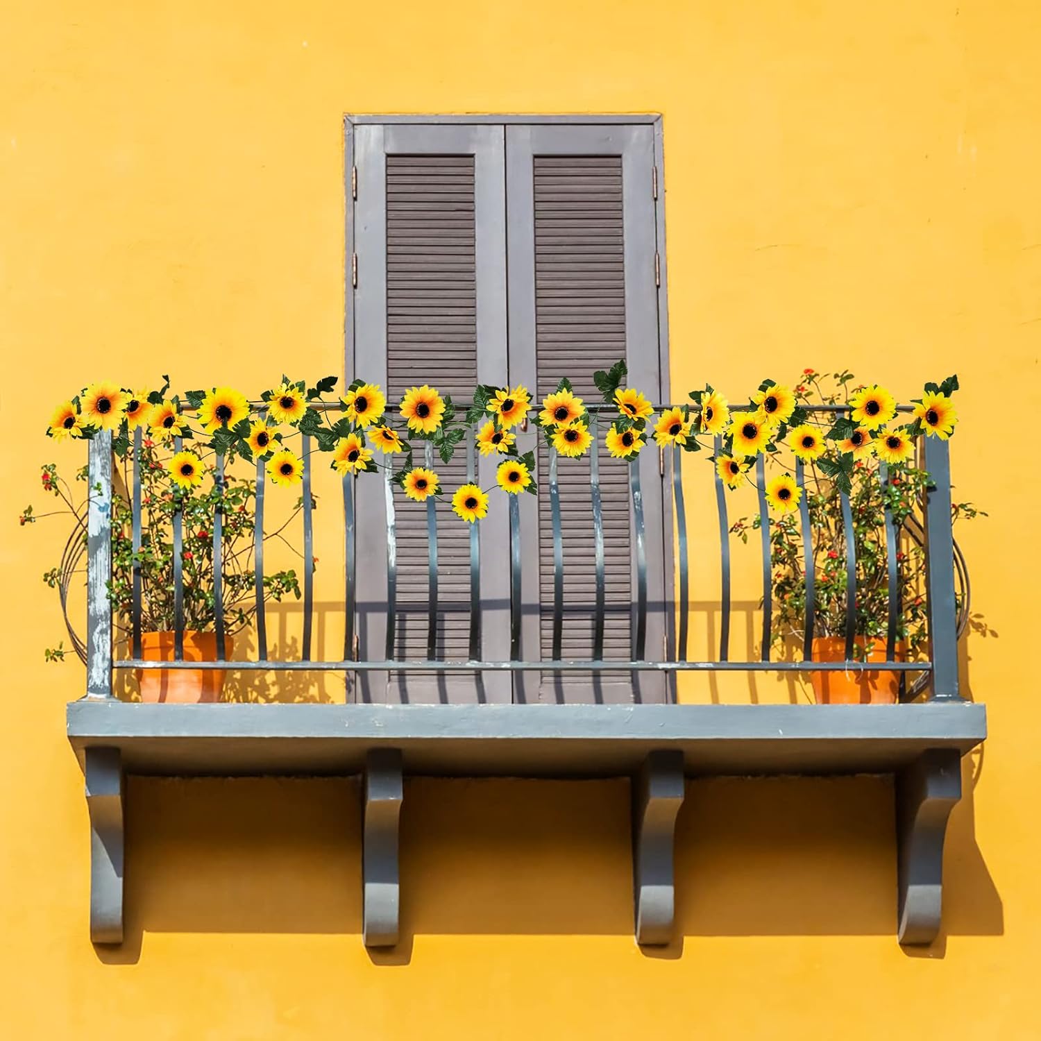 Uieke 10 Pack Artificial Sunflower Garland 7ft