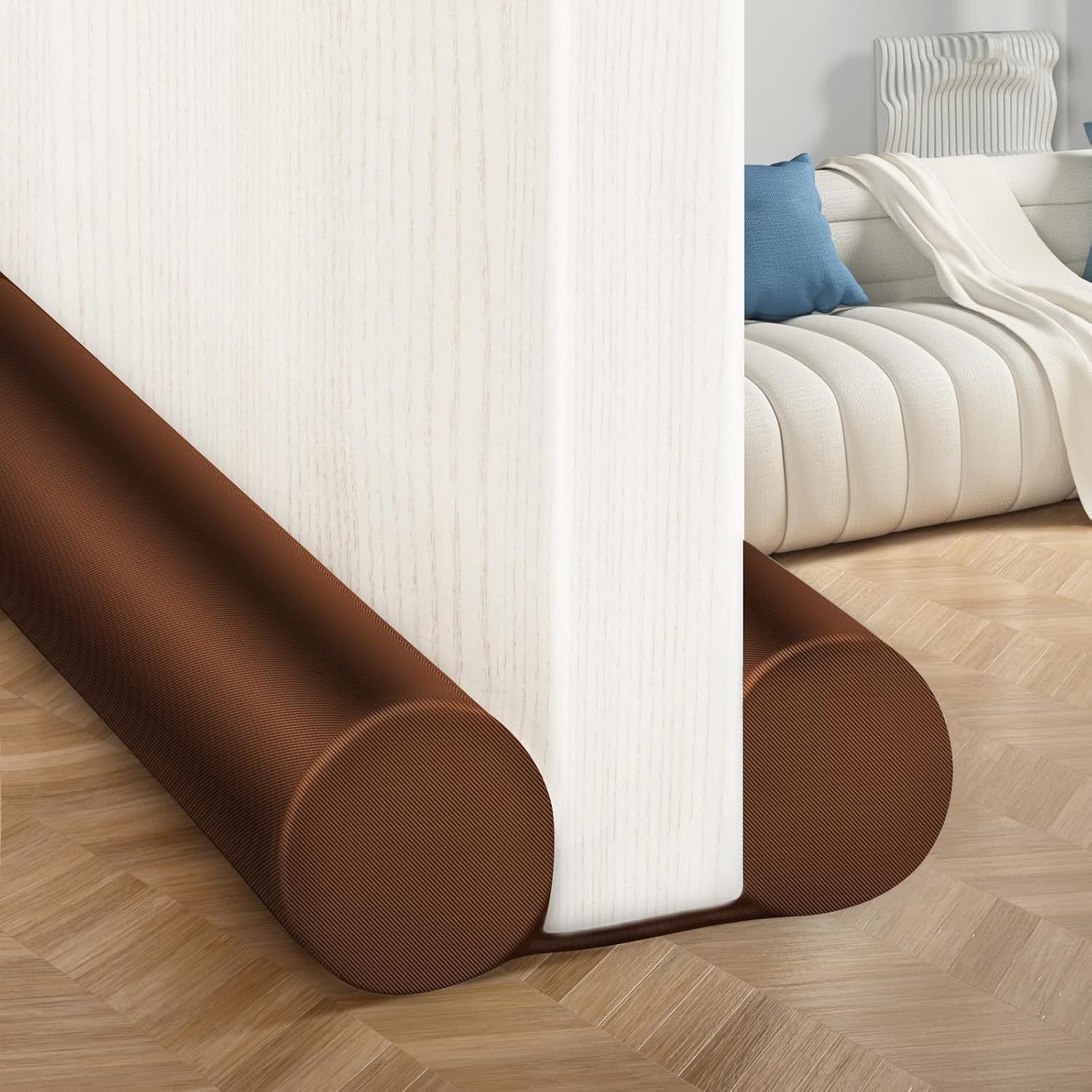 MAXTID Brown Door Draft Stoppers Adjustable 32-38 Inch Double Sided