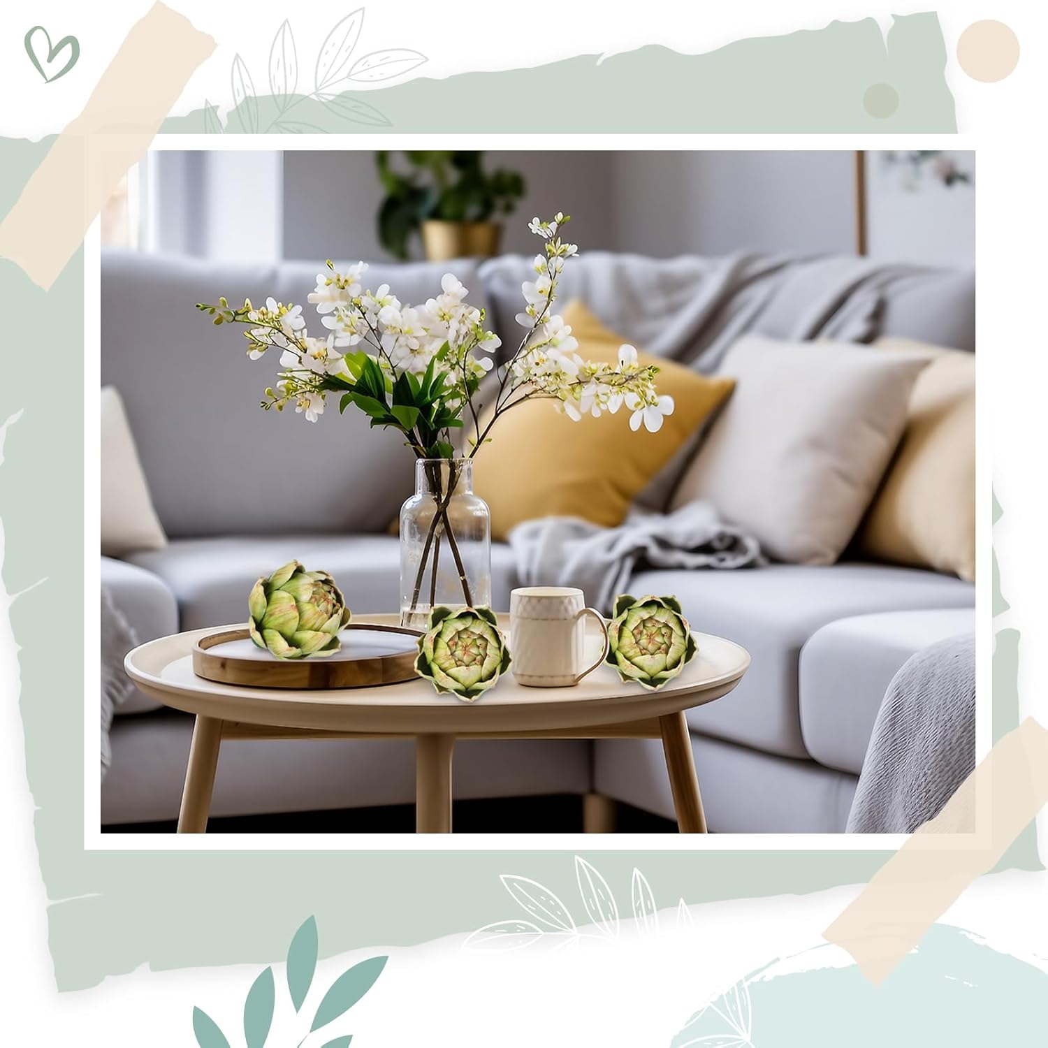 Timgle 4 Pcs Green Artificial Artichokes for Decorations