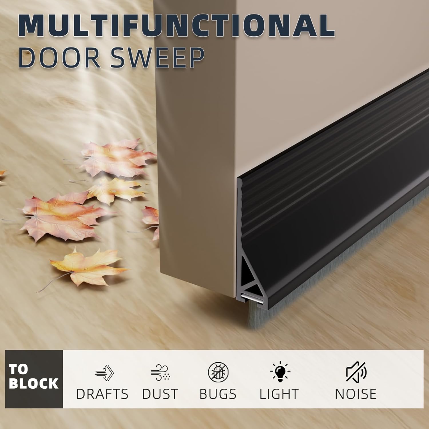 39 Inch Door Sweep with Brush and Adhesive Seal Black