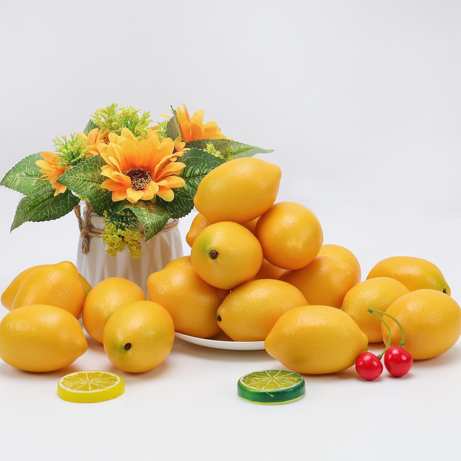 Gresorth 8pcs Artificial Lifelike Yellow Lemon Decor