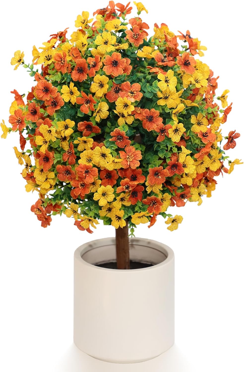 24In Artificial Topiary Ball Tree with Potted Faux Mums