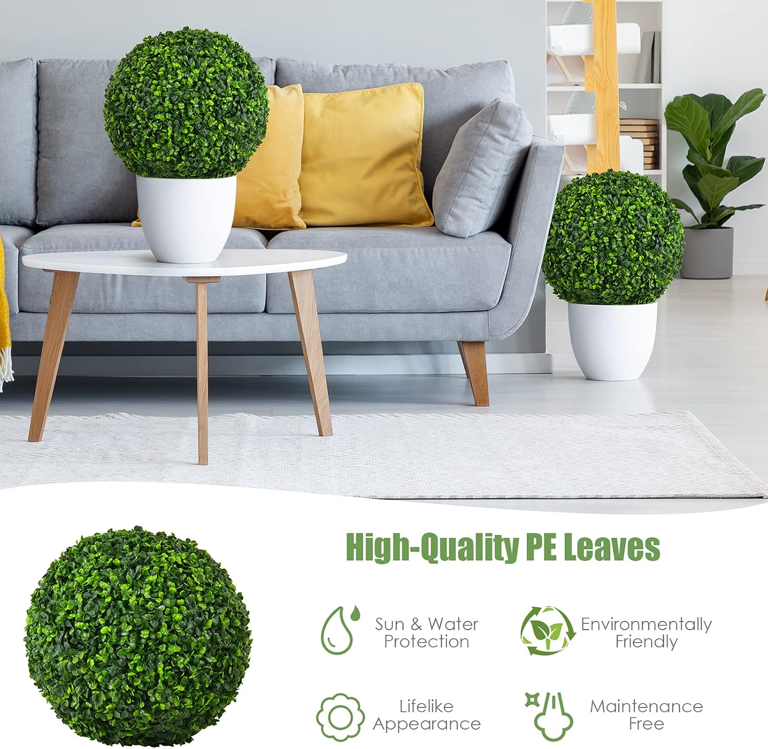 Goplus 2 PCS 157 Inch Artificial Topiary Ball Decor