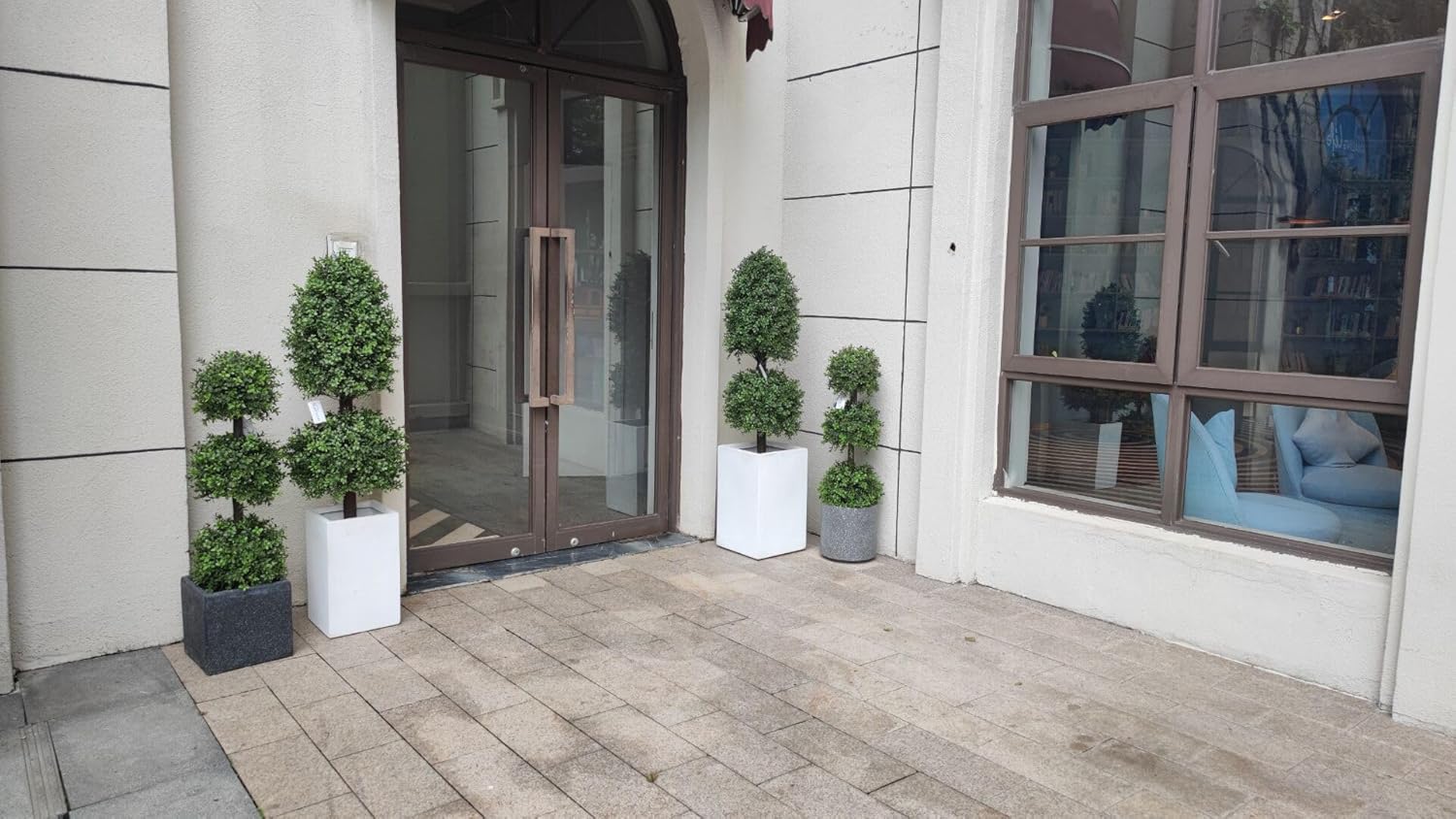 4ft Artificial Boxwood Topiary Tree 2 Pack Porch Decor