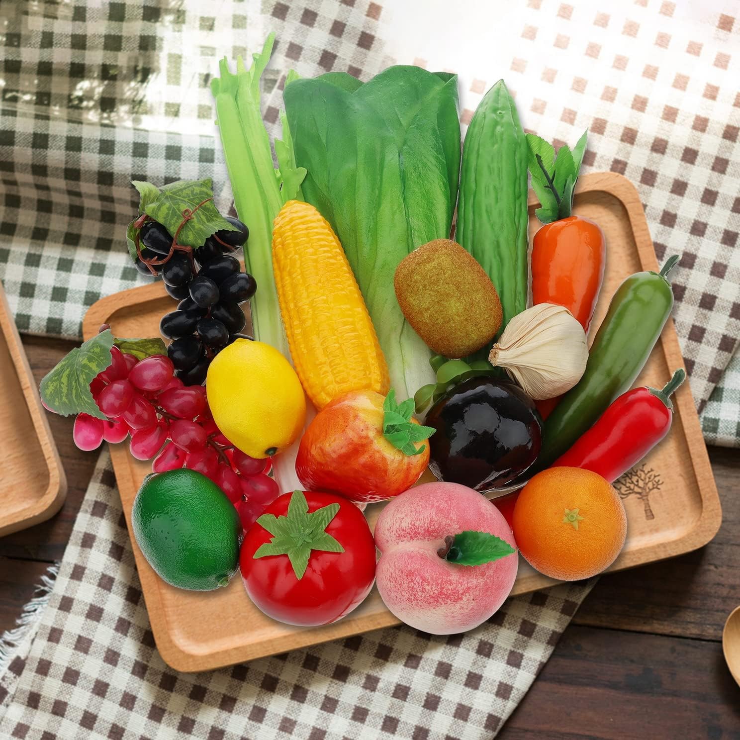 Woration 18pcs Artificial Fruit Vegetable Decoration Set