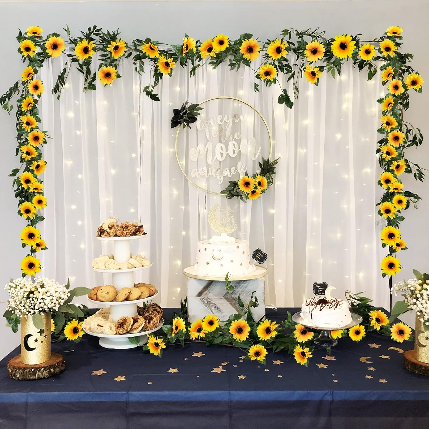 Uieke 10 Pack Artificial Sunflower Garland 7ft