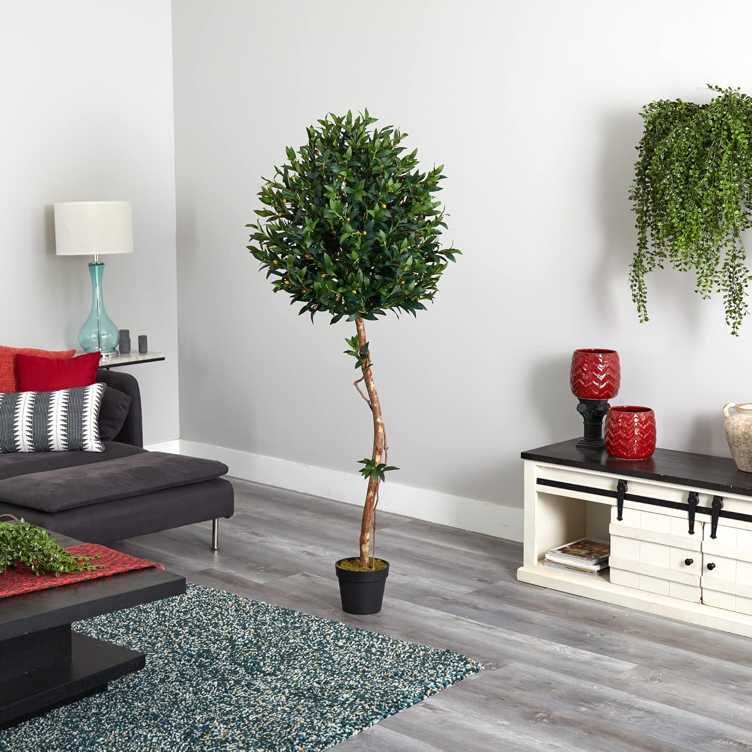 Nearly Natural 55ft Olive Topiary Artificial Tree UV Resistant