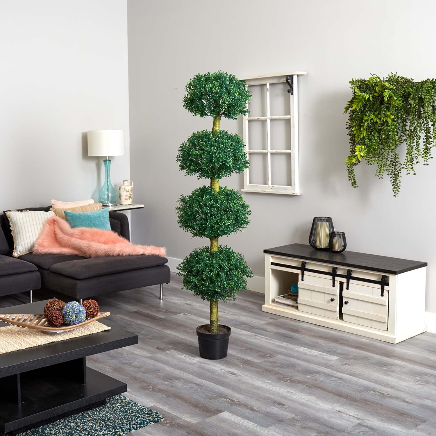 Nearly Natural 6ft Four Tier Boxwood Artificial Topiary Tree