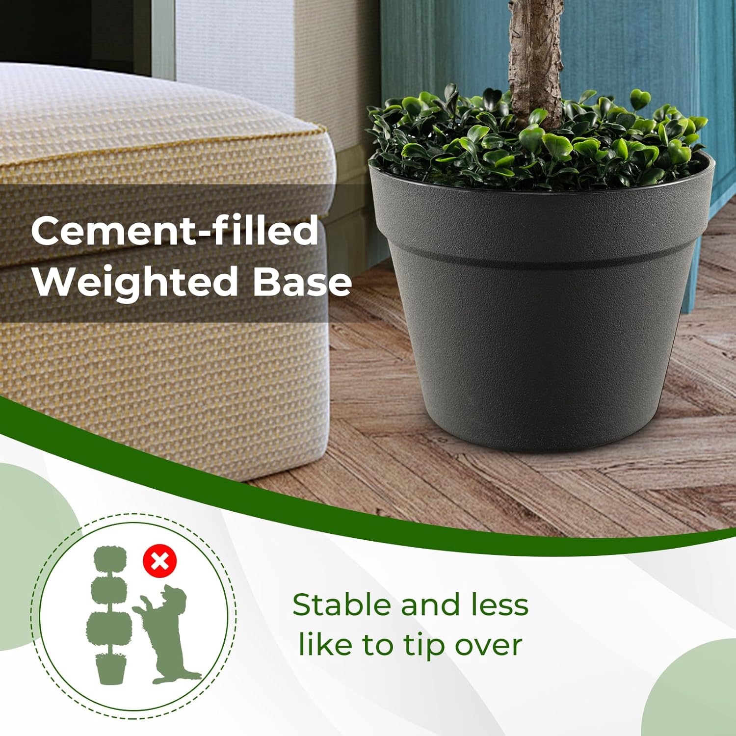 GOFLAME 35 Inch Artificial Boxwood Topiary Tree