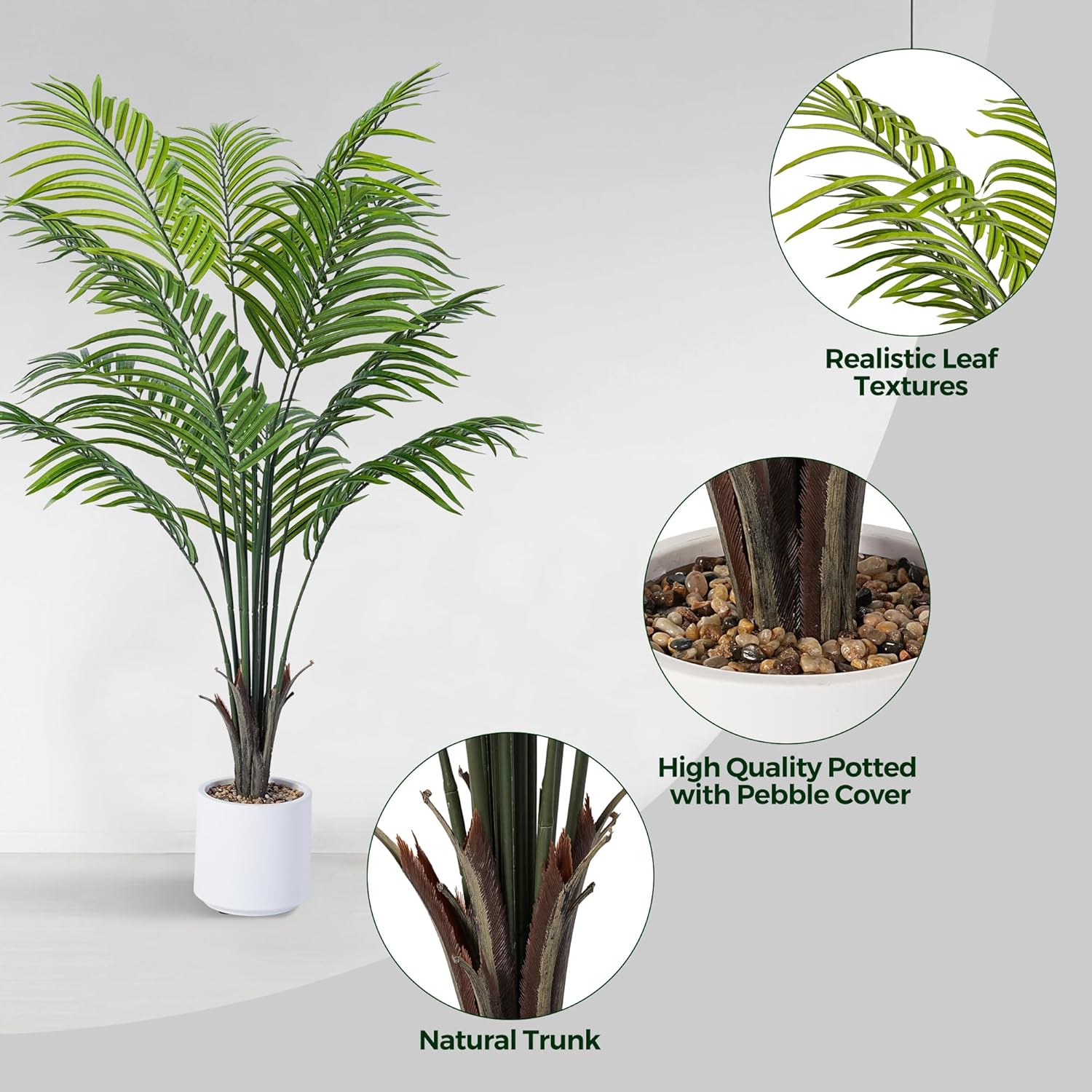 Jocoevol 4FT Artificial Areca Palm Tree with 12 Trunks and Real Bark