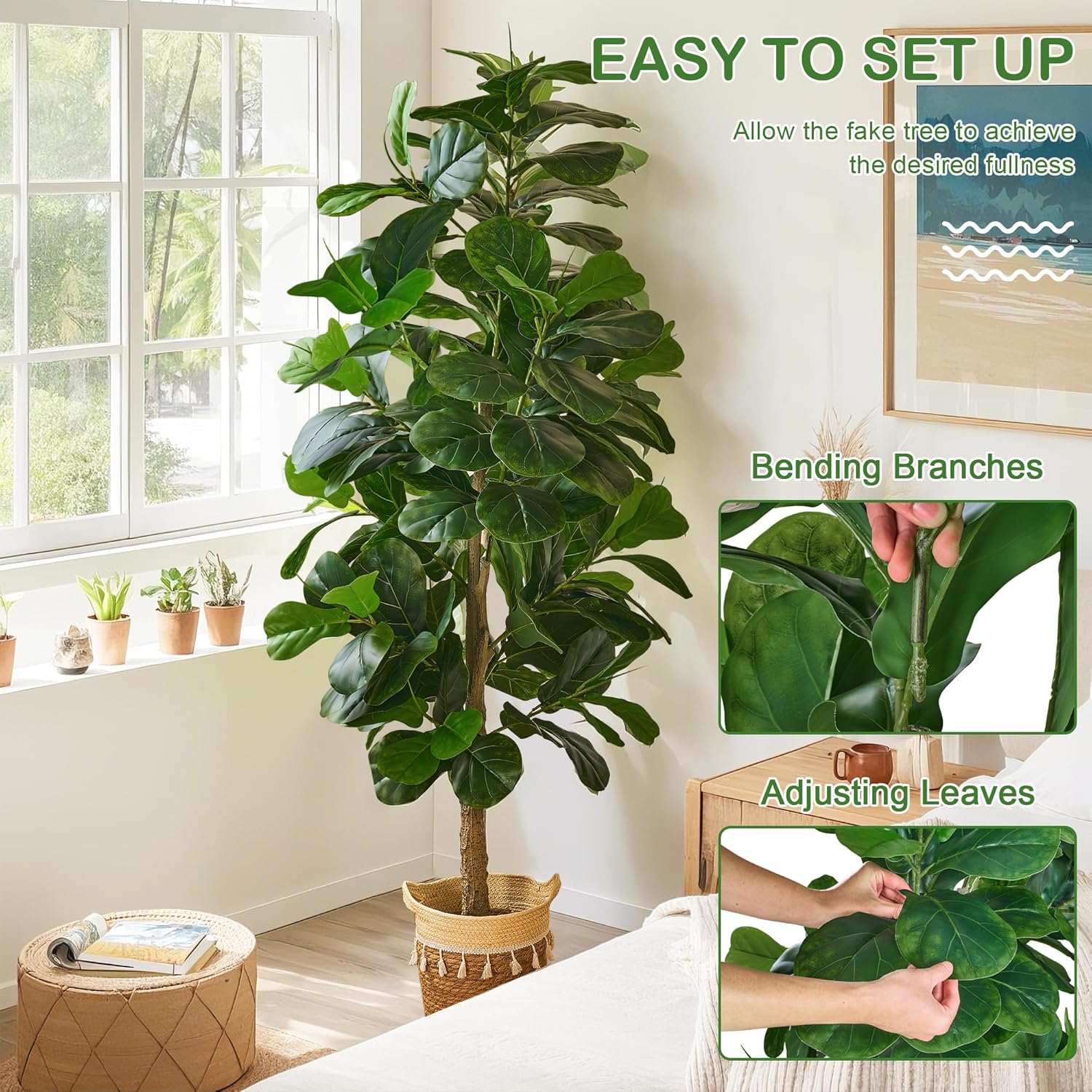 VECELO Artificial Fiddle Leaf Fig Tree 6FT Tall Fake Floor Plant