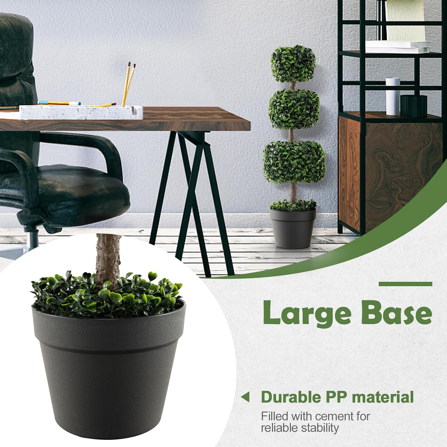 Goplus 35 Inch Artificial Boxwood Topiary Tree