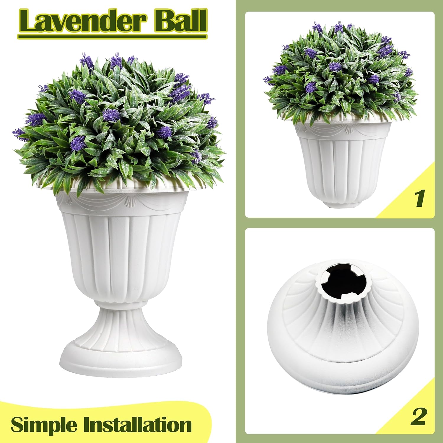 Sunnyglade 2 Pack 17 Inch Artificial Lavender Topiary Trees