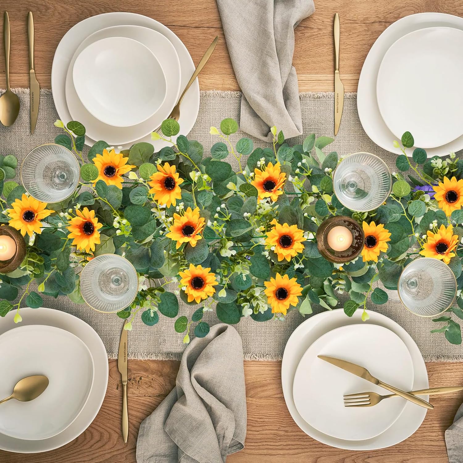 Uieke 2 Pack Artificial Sunflower Garland 6ft