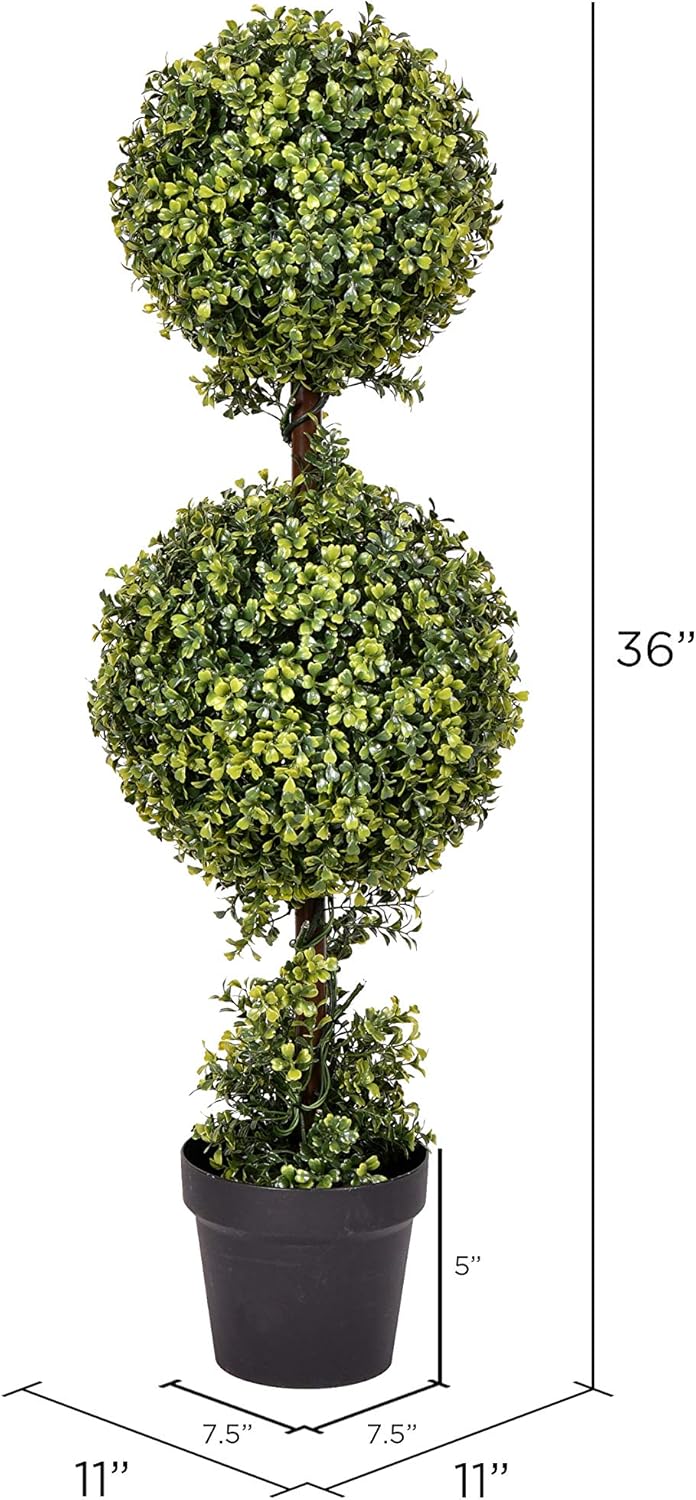 Vickerman 3 Foot Artificial Boxwood Topiary Double Ball Tree