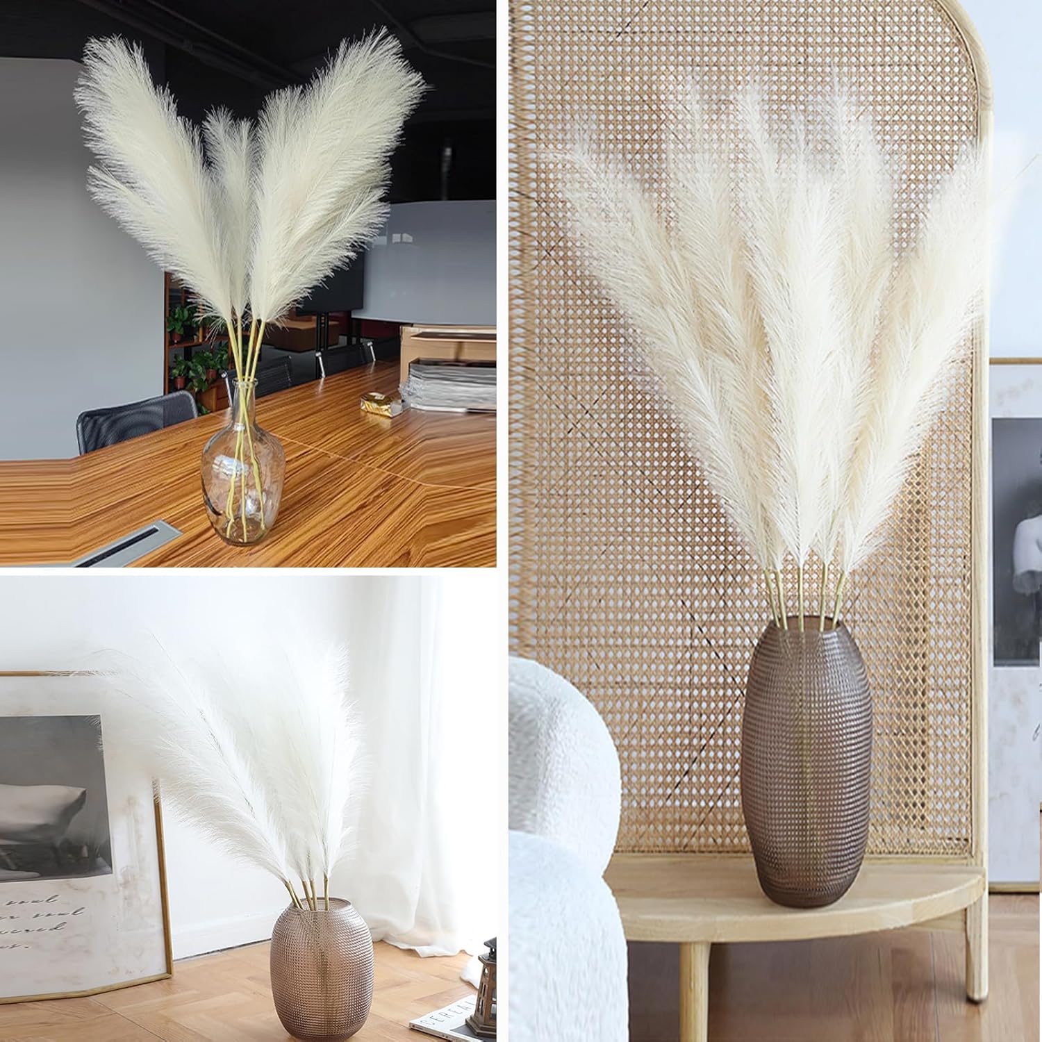 38 Inch 10 Stems White Pampas Grass Decor