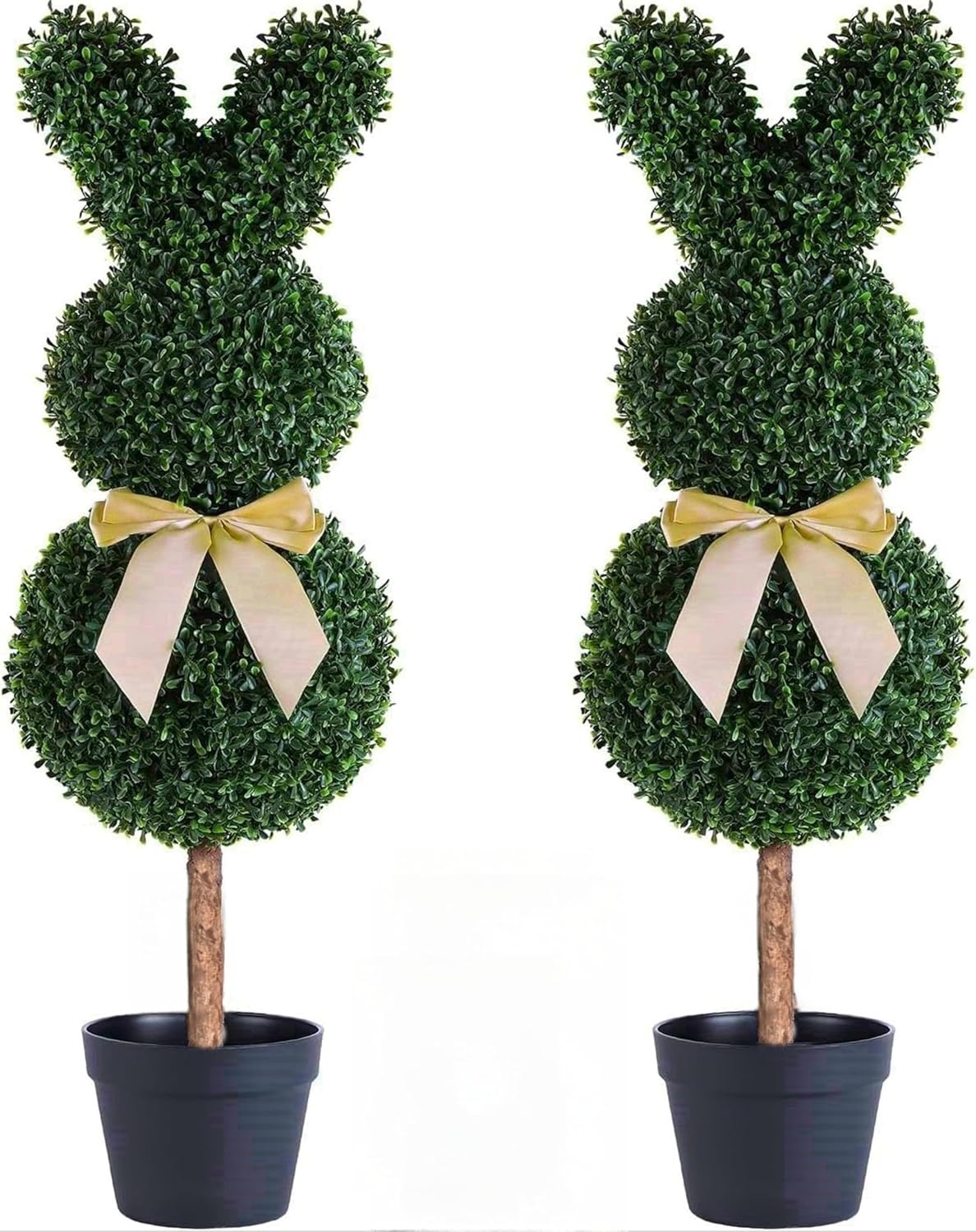 2 Pcs Artificial Bunny Topiary Trees with Planter Pots