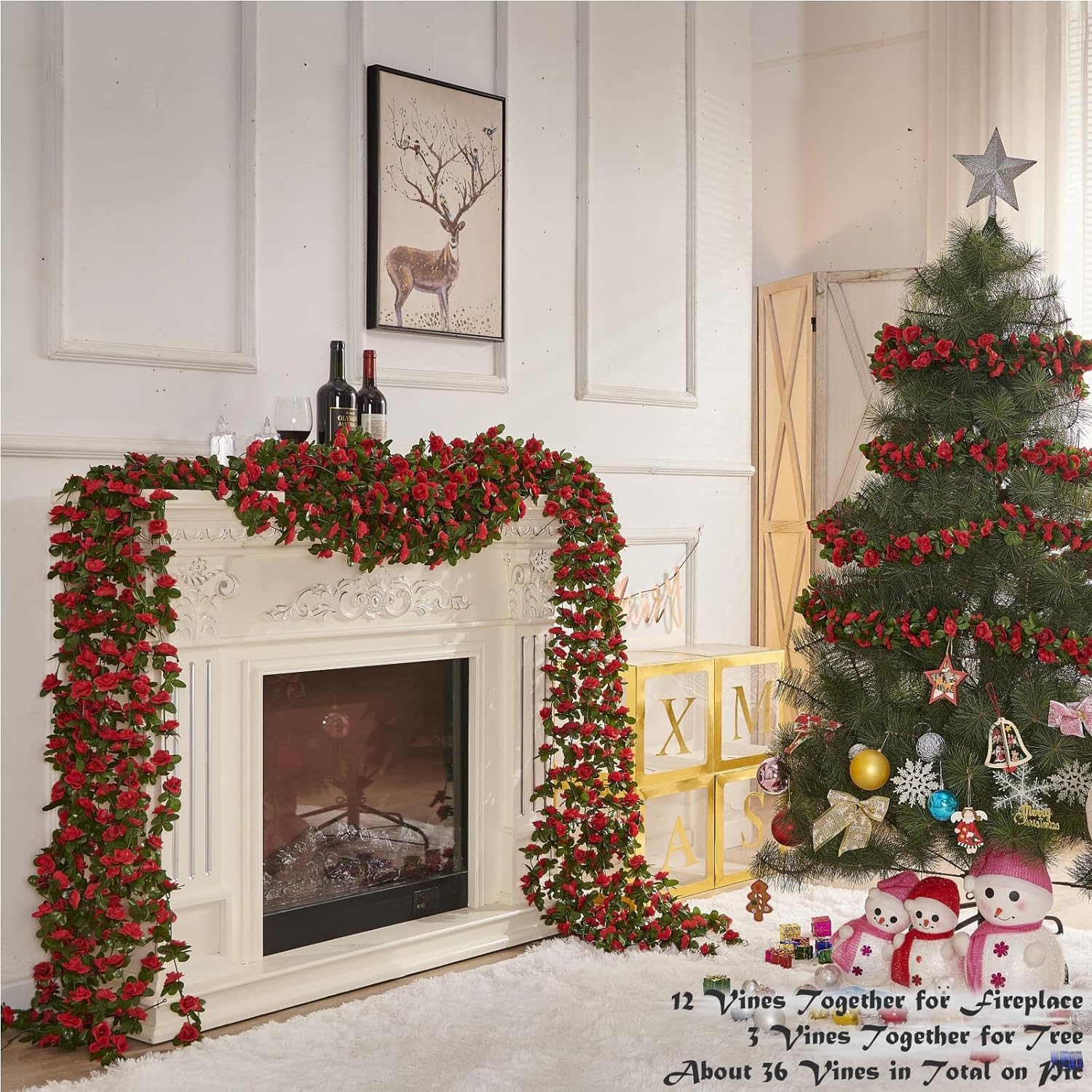8 Pcs 66FT Artificial Rose Vine Garland for Home and Events