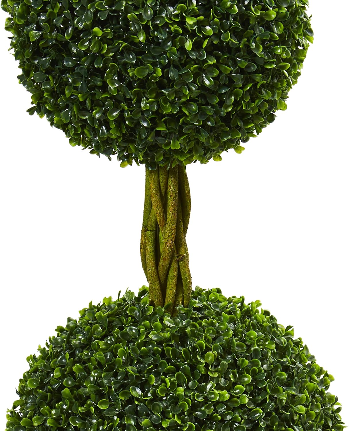 Nearly Natural 4ft Boxwood Double Ball Artificial Topiary Tree with Woven Trunk