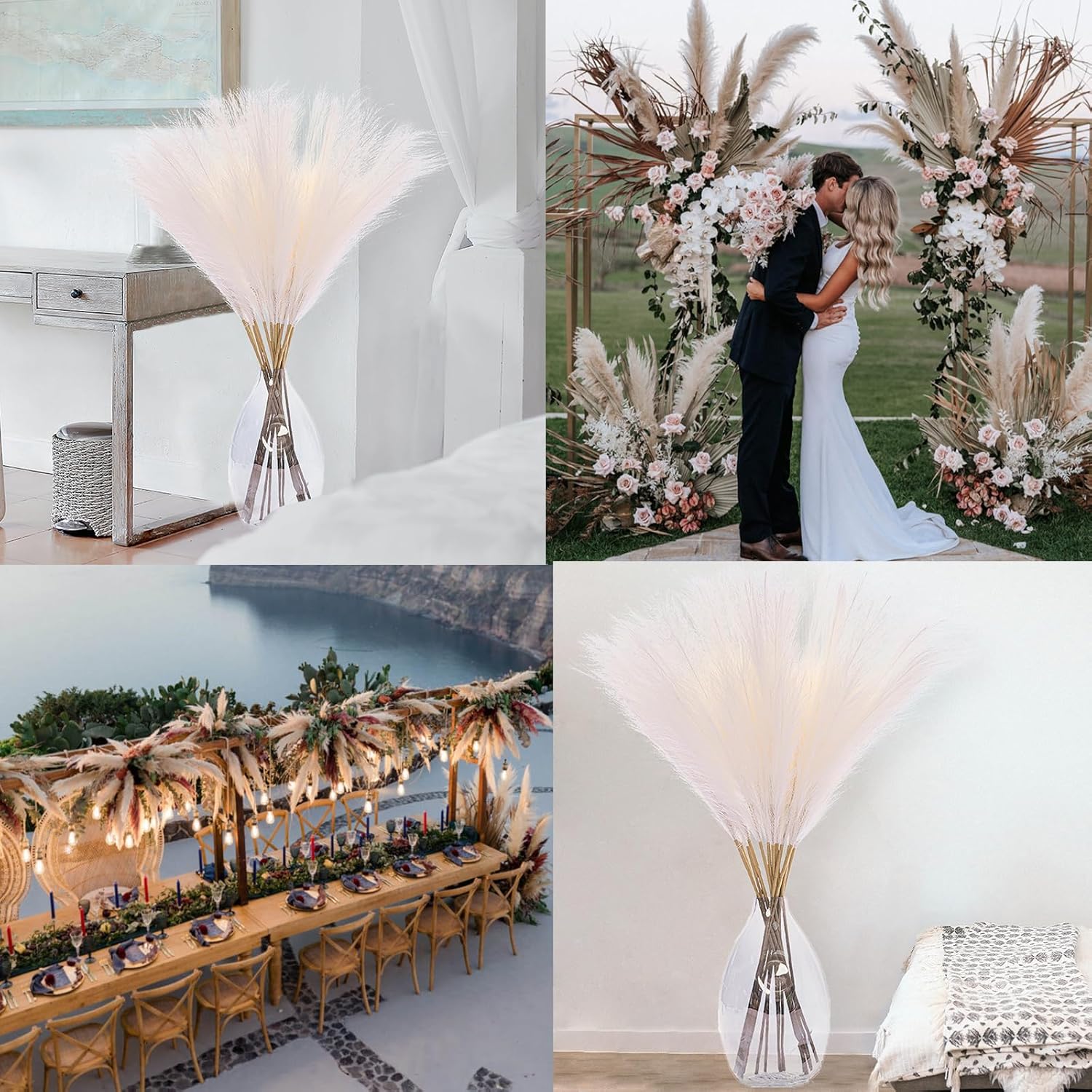 38 Inch 10 Stems White Pampas Grass Decor