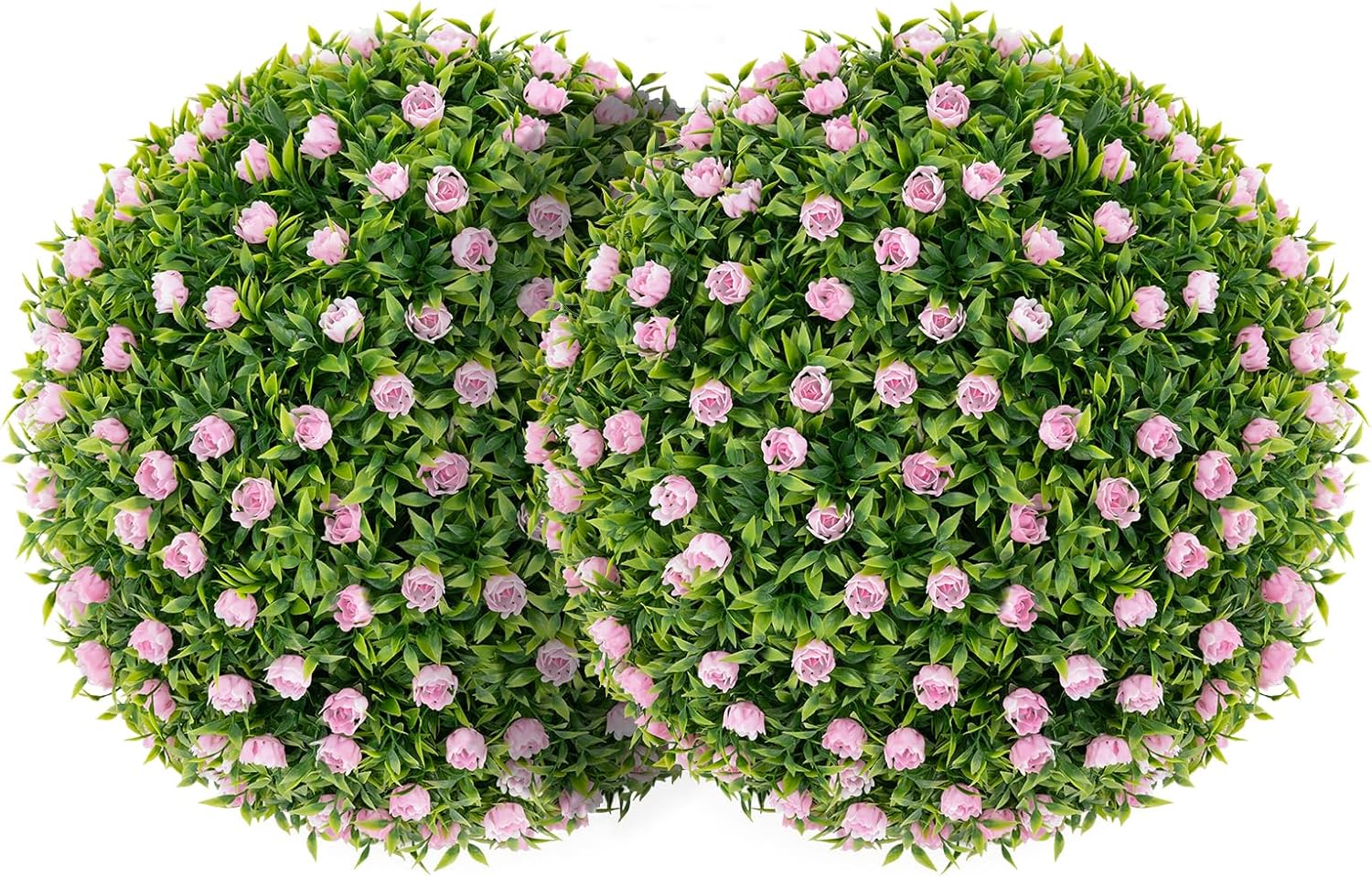 Goplus 145 Inch Artificial Topiary Balls Set of 2 with Pink Flowers