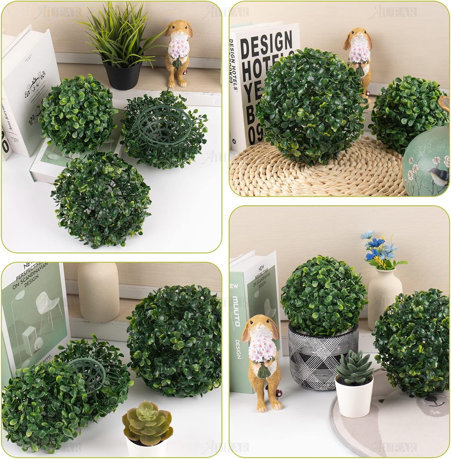 AUEAR Artificial Boxwood Topiary Balls 6 Inch 7 Inch 2 Pack