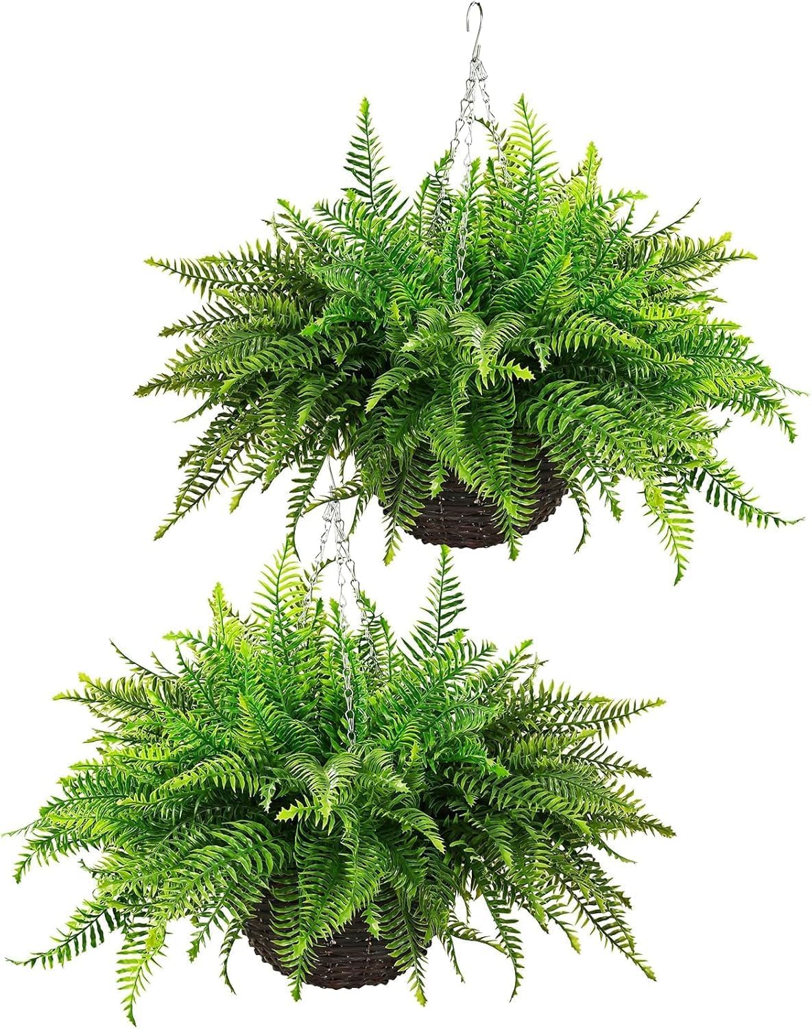 Qianyun Fake Fern Artificial Plants 2-Pack Hanging Decor