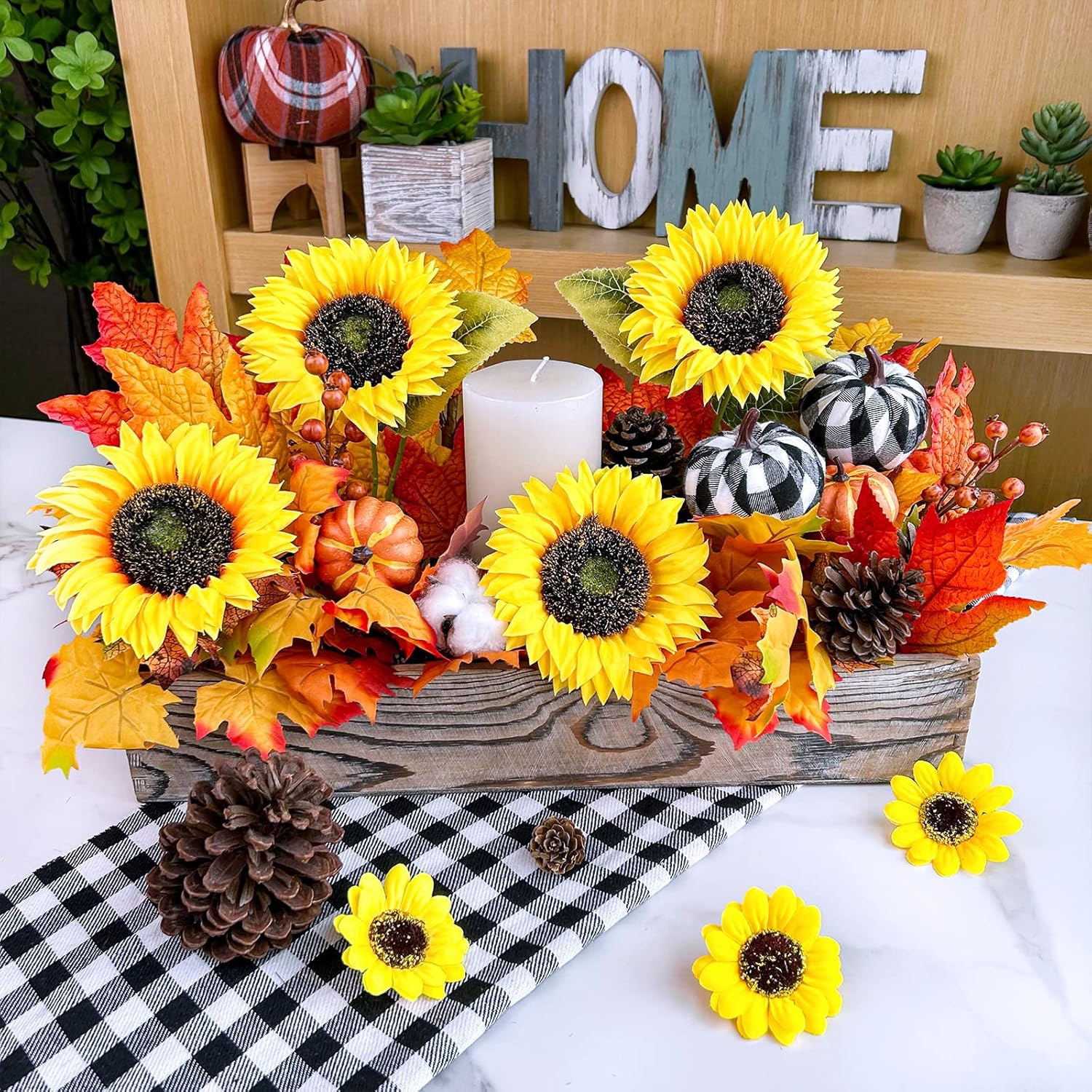 Winlyn 9-Pack Artificial Sunflower Stems for Vase Bouquets Centerpieces